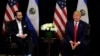 El presidente Donald Trump se reúne con el presidente Nayib Bukele de El Salvador en el hotel InterContinental Barclay New York durante la Asamblea General de las Naciones Unidas, el miércoles 25 de septiembre de 2019, en Nueva York. 