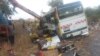 Un accident de bus à Kaffrine, dans le centre du Sénégal, le 8 janvier 2023, où au moins 38 personnes sont mortes et des dizaines ont été blessées lorsque deux bus sont entrés en collision.