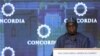 FILE - Nigeria's former President Olusegun Obasanjo speaks during Concordia Americas Summit, in Bogota, Colombia, May 13, 2019. 