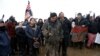 FILE - Nathan Phillips (C) marches with other protesters out of the main opposition camp against the Dakota Access oil pipeline near Cannon Ball, North Dakota.