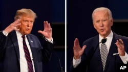 Presidente Trump (dir) candidato Biden (esq) 