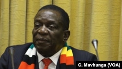 President Emmerson Mnangagwa was cautious about Zimbabwe discovering oil and gas deposits, Nov. 2, 2018, in Harare.