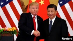 美國總統川普與中國國家主席習近平握手
