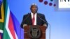 Le président sud-africain Cyril Ramaphosa lors de la Conférence sur l'investissement à Sandton, Afrique du Sud, le 13 avril 2023.