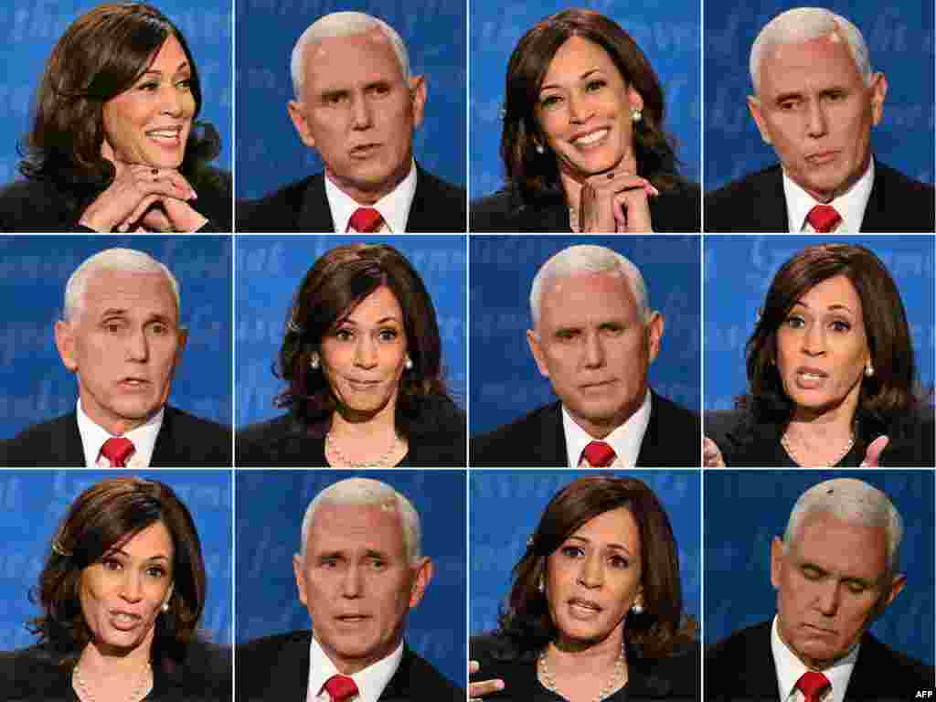 Esta combinaci&#243;n de im&#225;genes creadas el 7 de octubre de 2020 muestra a la candidata dem&#243;crata a la vicepresidencia Kamala Harris y al vicepresidente de EE.UU., Mike Pence en distintos momentos del debate.