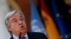 FILE - U.N. Secretary-General Antonio Guterres speaks at a news conference during a visit to Madrid, Spain, July 2, 2021. 