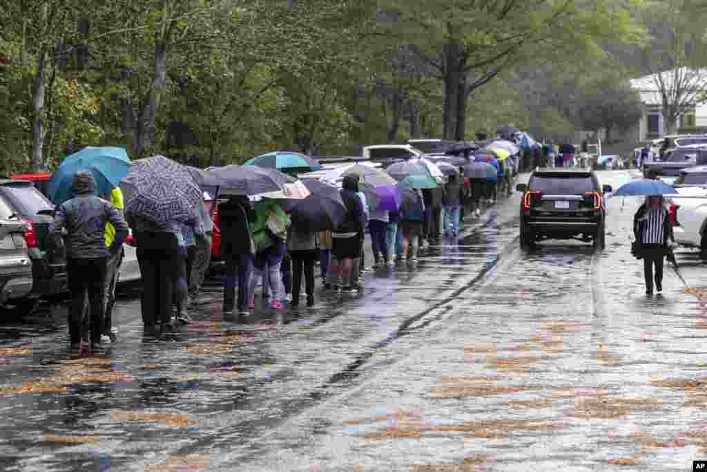 Voters line up to cast their ballots at The Church at Brook Hills on Election Day, Nov. 5, 2024, in Birmingham, Alabama.