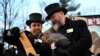 Phil The Groundhog makes his prediction on how long winter will last, in Punxsutawney