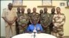 Niger Army spokesman Colonel Major Amadou Adramane speaks during an appearance on national television