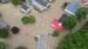 A general view of a flooded area, in Ludlow, Vermont, U.S. July 10, 2023, in this screen grab obtained from a social media video.