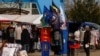 FILE PHOTO: A flag with the logo of Wagner private mercenary group is on display for sale in Yefremov