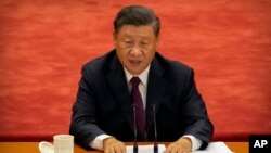 中共总书记习近在会议上讲话。（2020年9月8日）